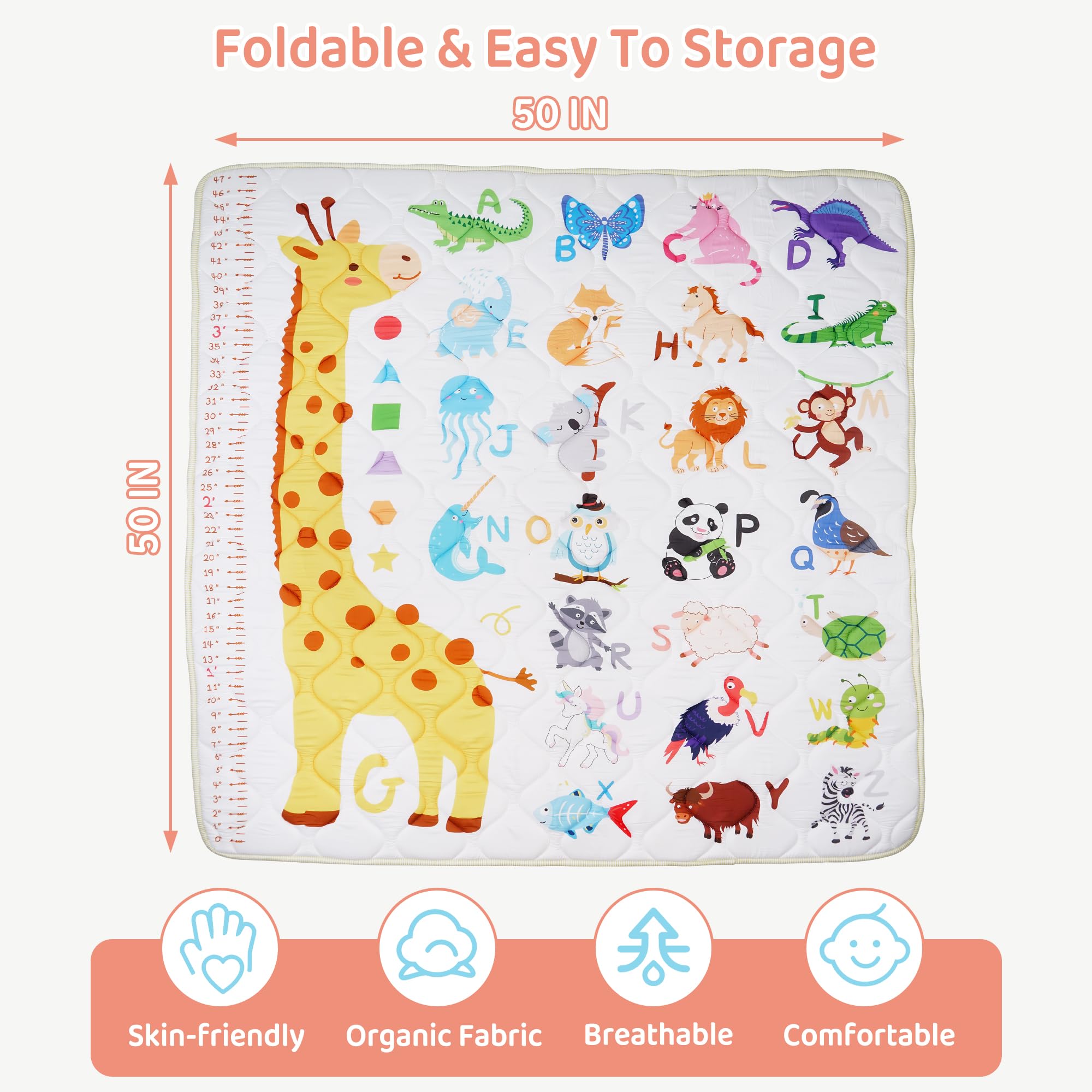 Lasoftan Baby Play Mat machine washable and dryer-safe for quick cleanup.