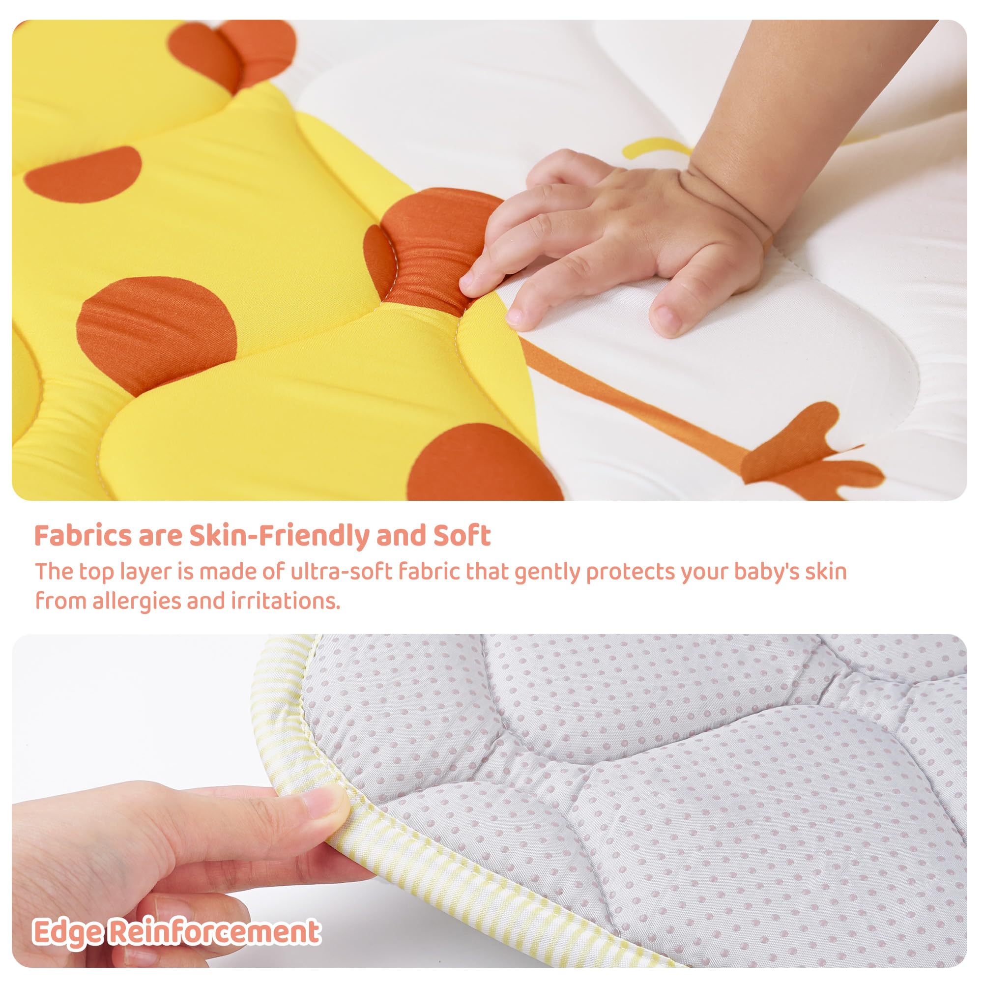 Lasoftan Baby Play Mat 50x50 inches offers roomy play space.