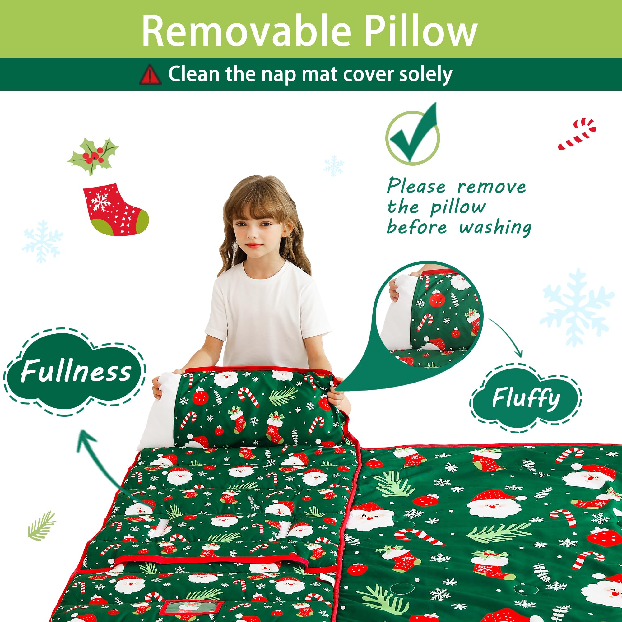 Lasoftan Christmas nap mat durable colors withstand regular washing.
