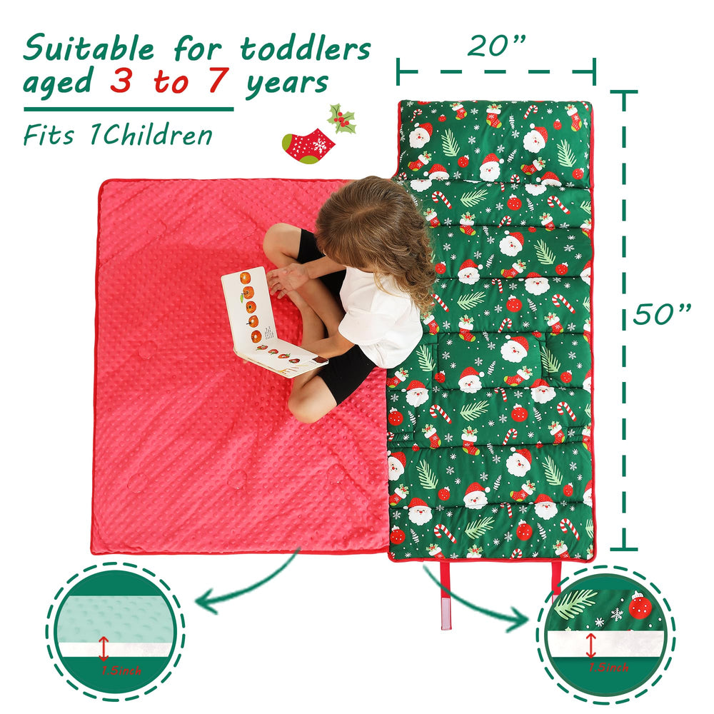 Lasoftan Christmas nap mat fleece fabric is breathable and fade resistant.