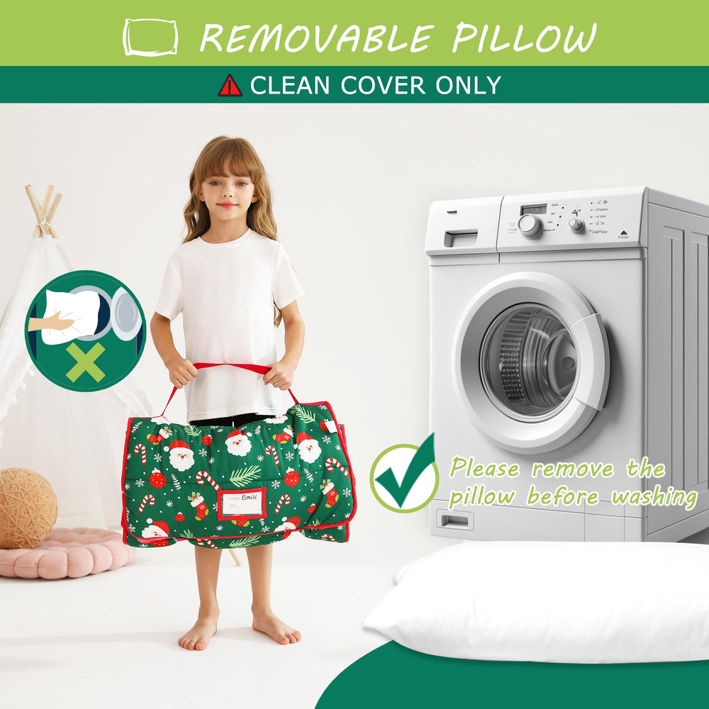 Lasoftan Christmas nap mat wash care remains vibrant after cold machine wash.