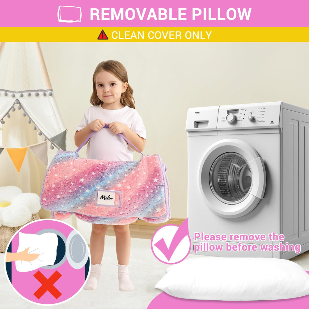 Lasoftan easy-care nap mat washes cold and dries low heat.