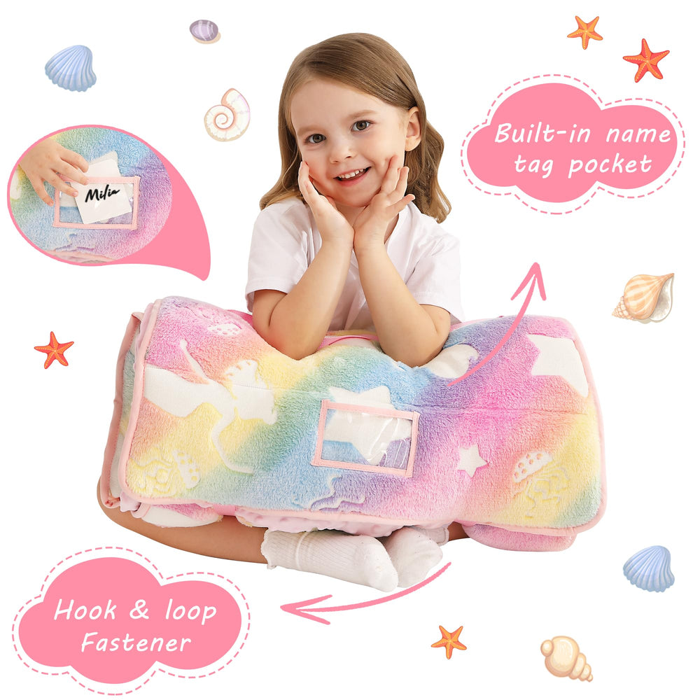 Lasoftan glowing jellyfish nap mat blanket inside for extra warmth