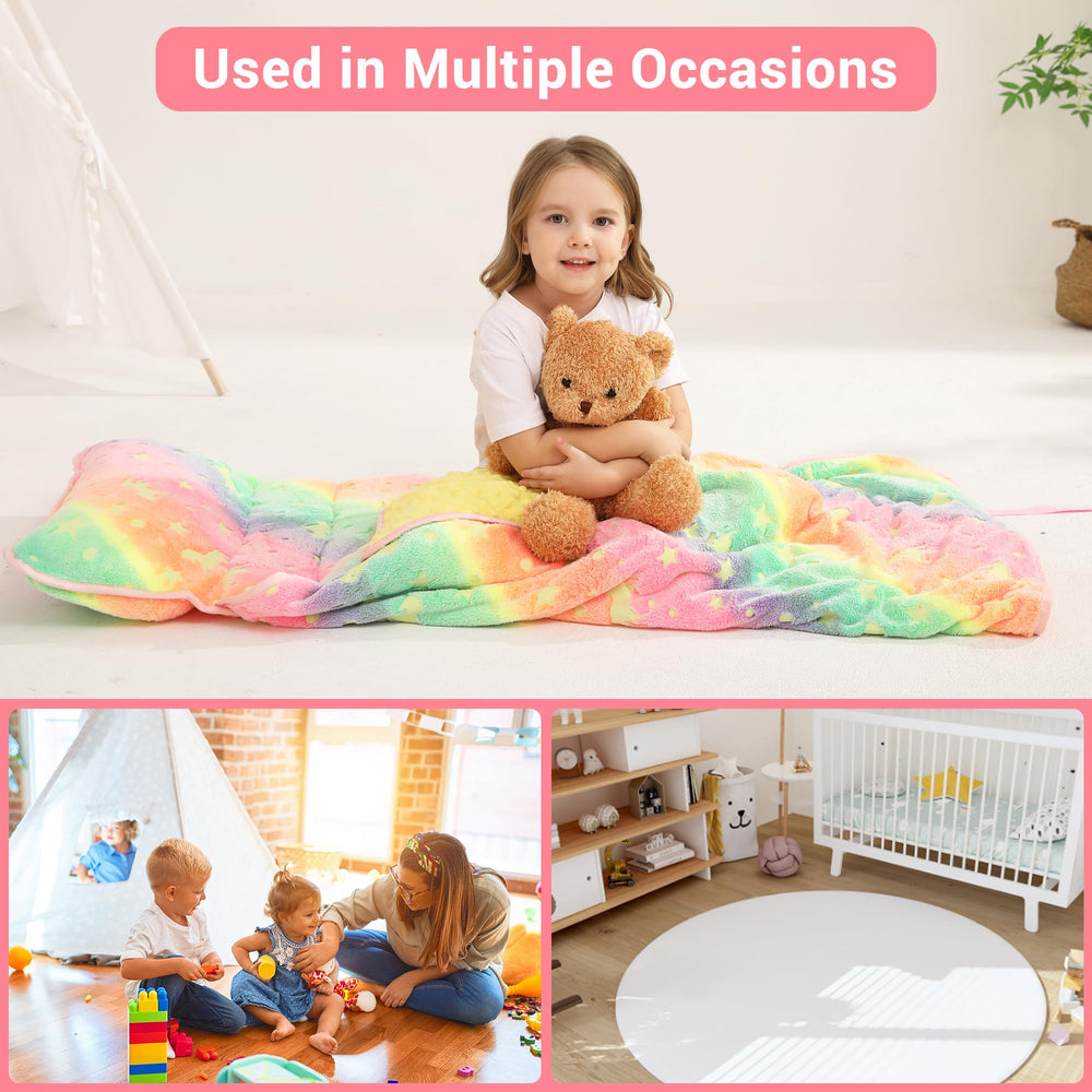 Durable fade-resistant fabric in Lasoftan glowing unicorn nap mat