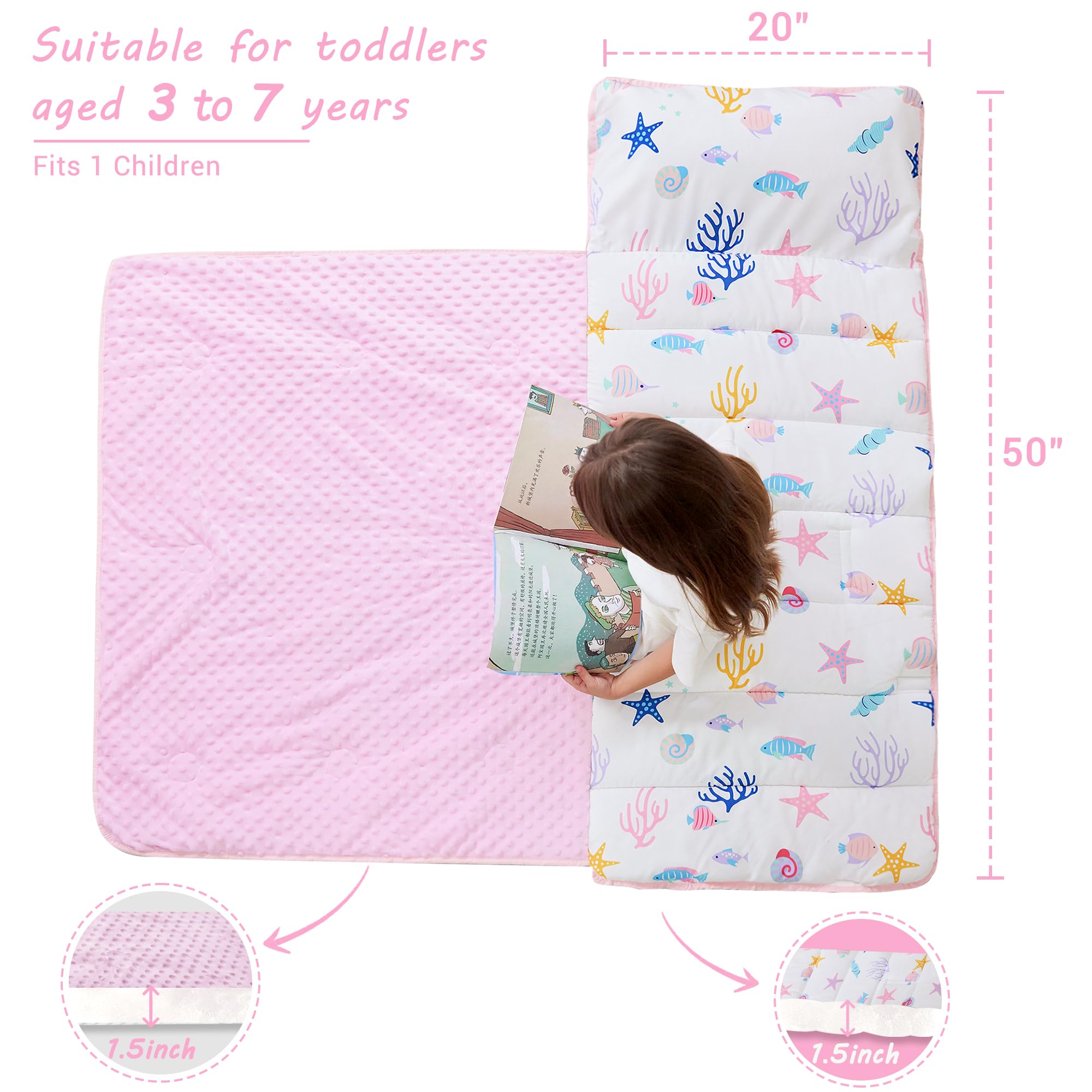 Lasoftan Mermaid nap mat blanket adds extra warmth for rest time.
