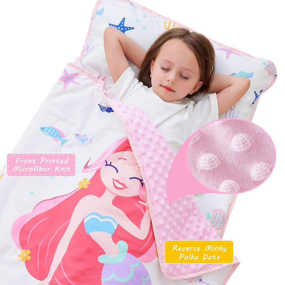Lasoftan Mermaid nap mat rolled design makes travel easy for families.