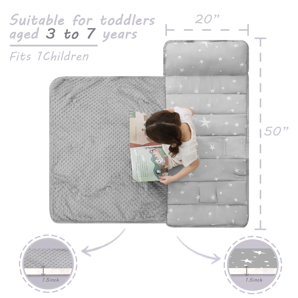 Lasoftan nap mat blanket features fleece lining for cozy protection.