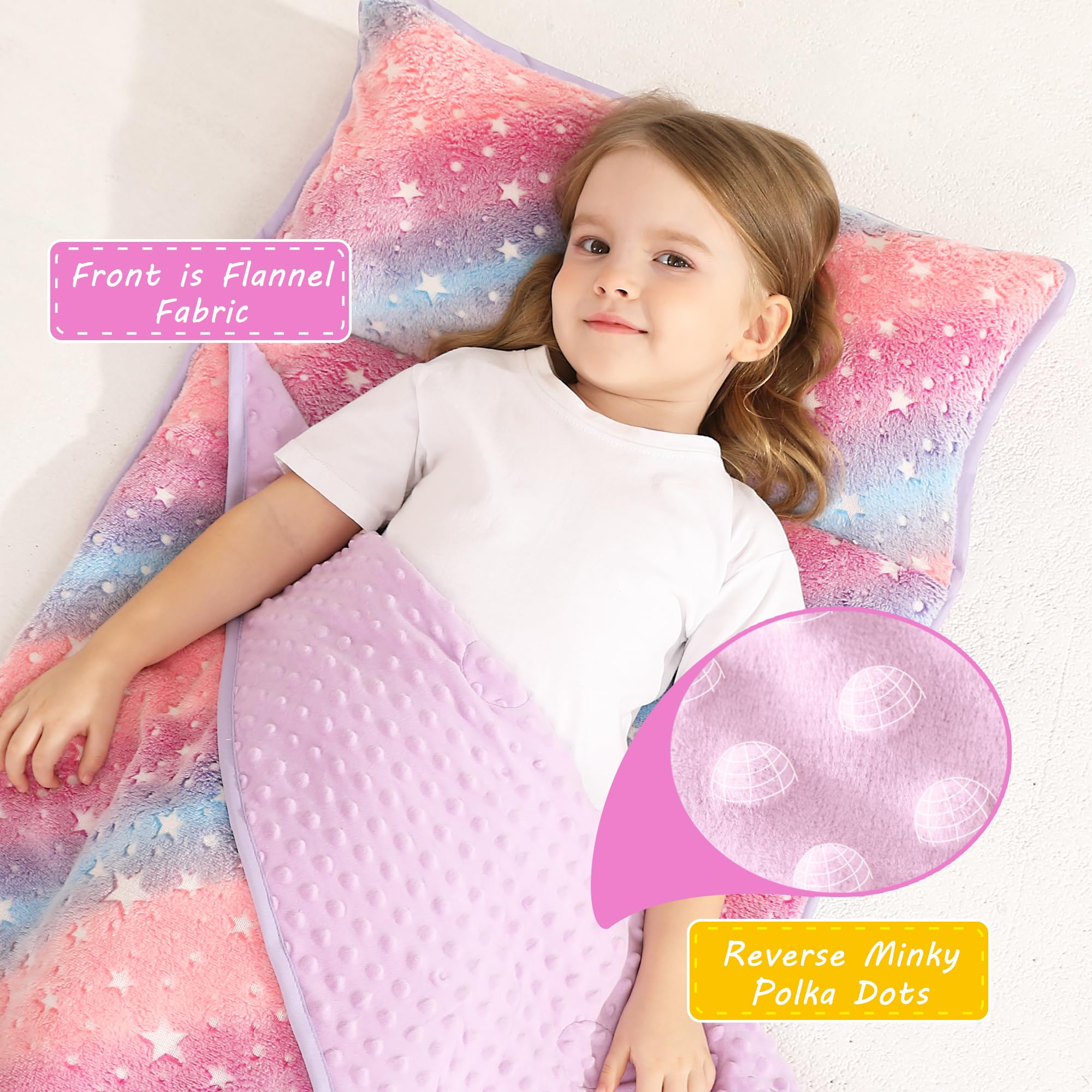 Lasoftan nap mat blanket fleece-lined for extra warmth during naps.