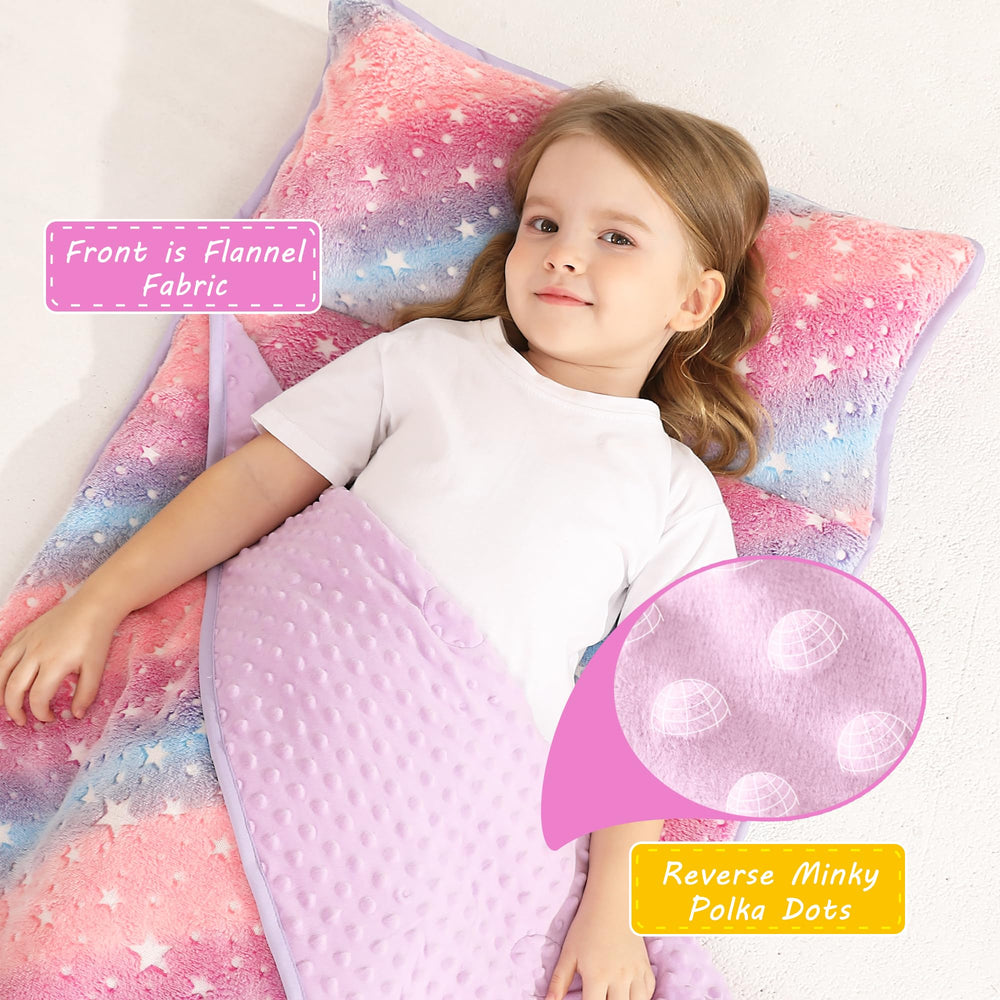 Lasoftan nap mat blanket fleece-lined for extra warmth during naps.