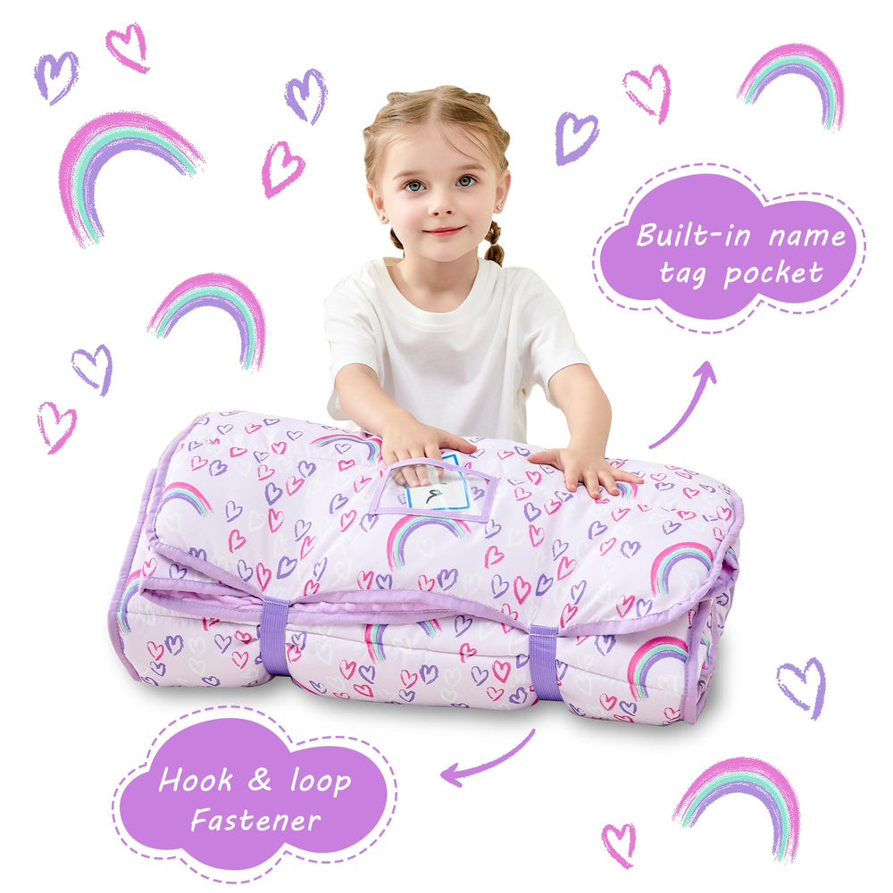 Lasoftan nap mat with blanket lined fleece keeps little one warm.