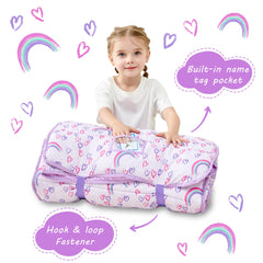 Lasoftan nap mat with blanket lined fleece keeps little one warm.