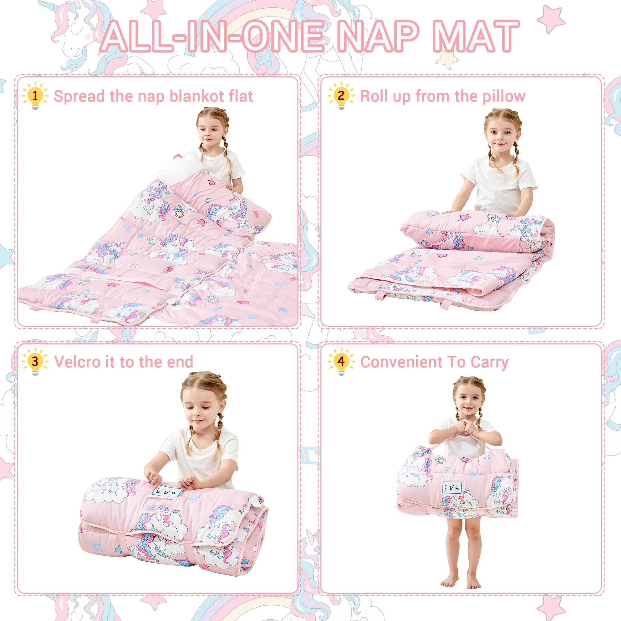 Lasoftan nap mat with colorful fleece resists fading over time