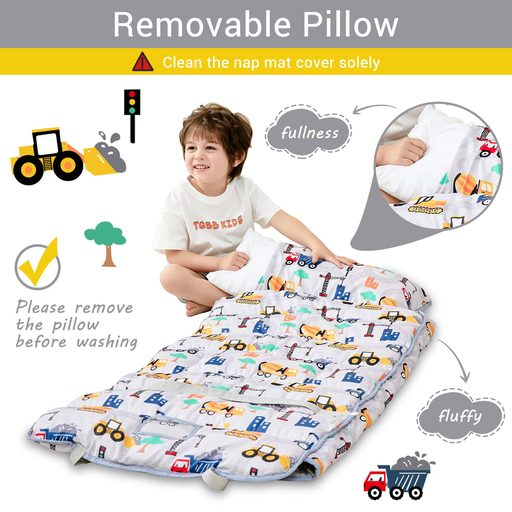 Lasoftan nap mat measures 50 by 21 by 2 inches, ideal for toddlers.