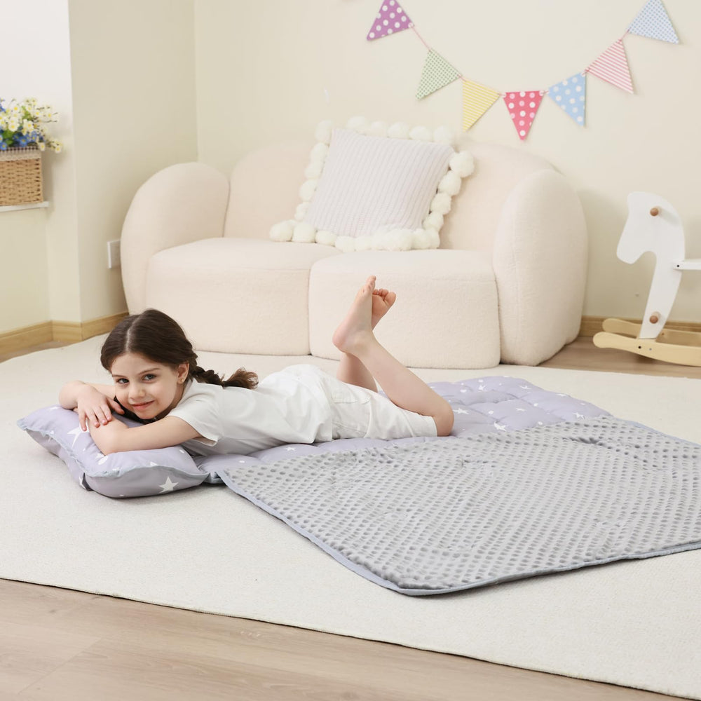 Lasoftan extra-large nap mat suits growing toddlers comfortably.
