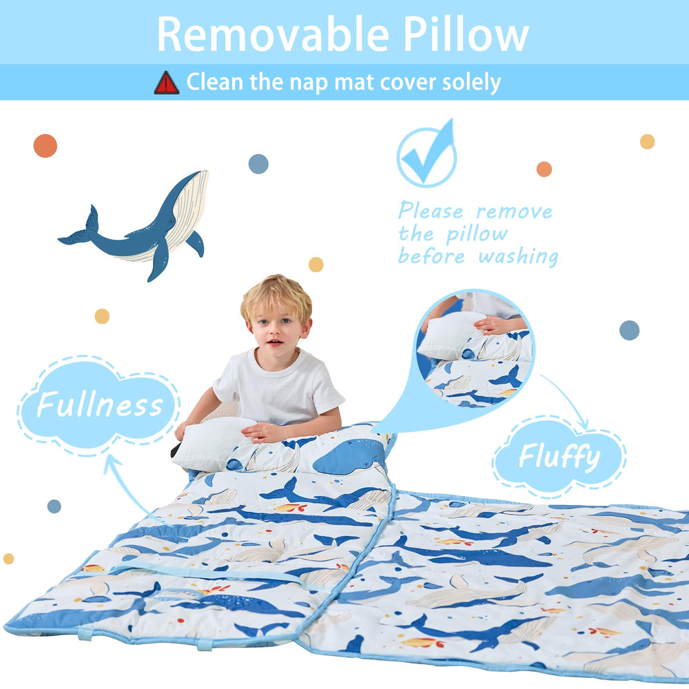 Lasoftan nap mat includes pillow for gentle head support.