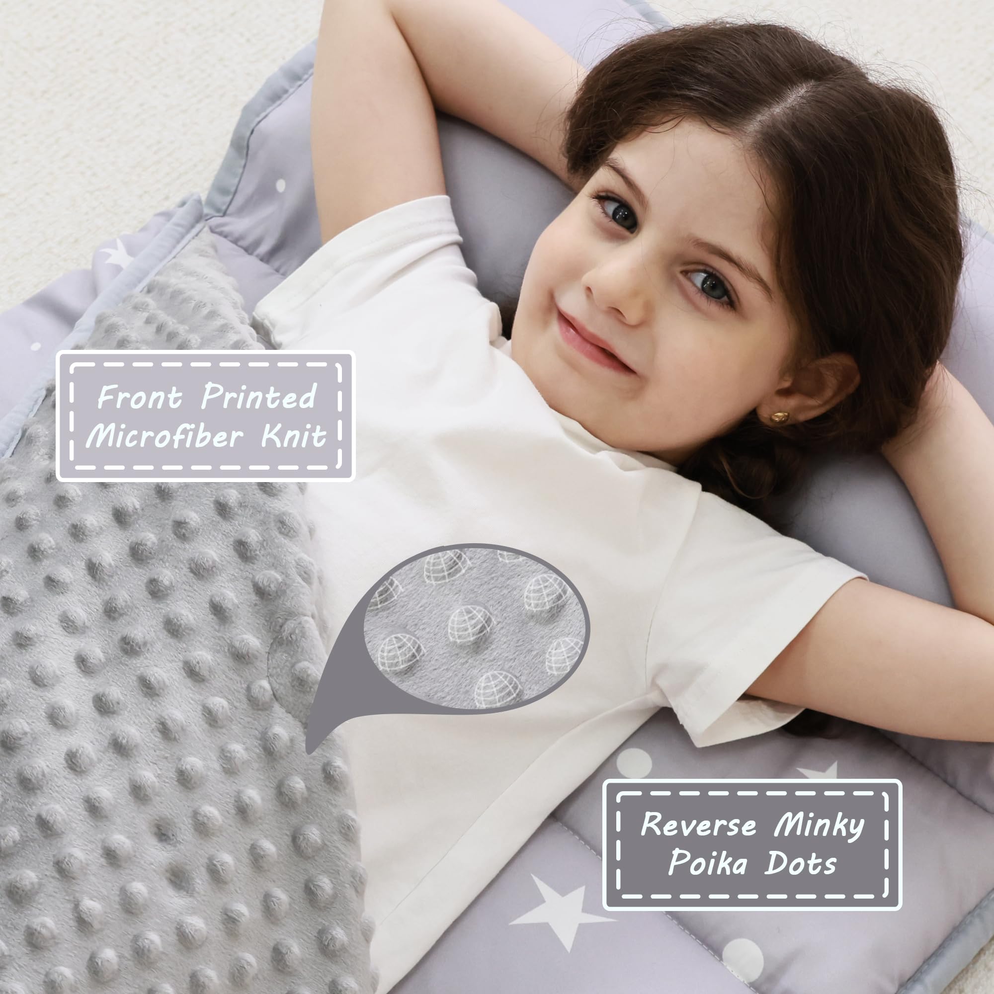Lasoftan nap mat roll design for easy transport during travel.