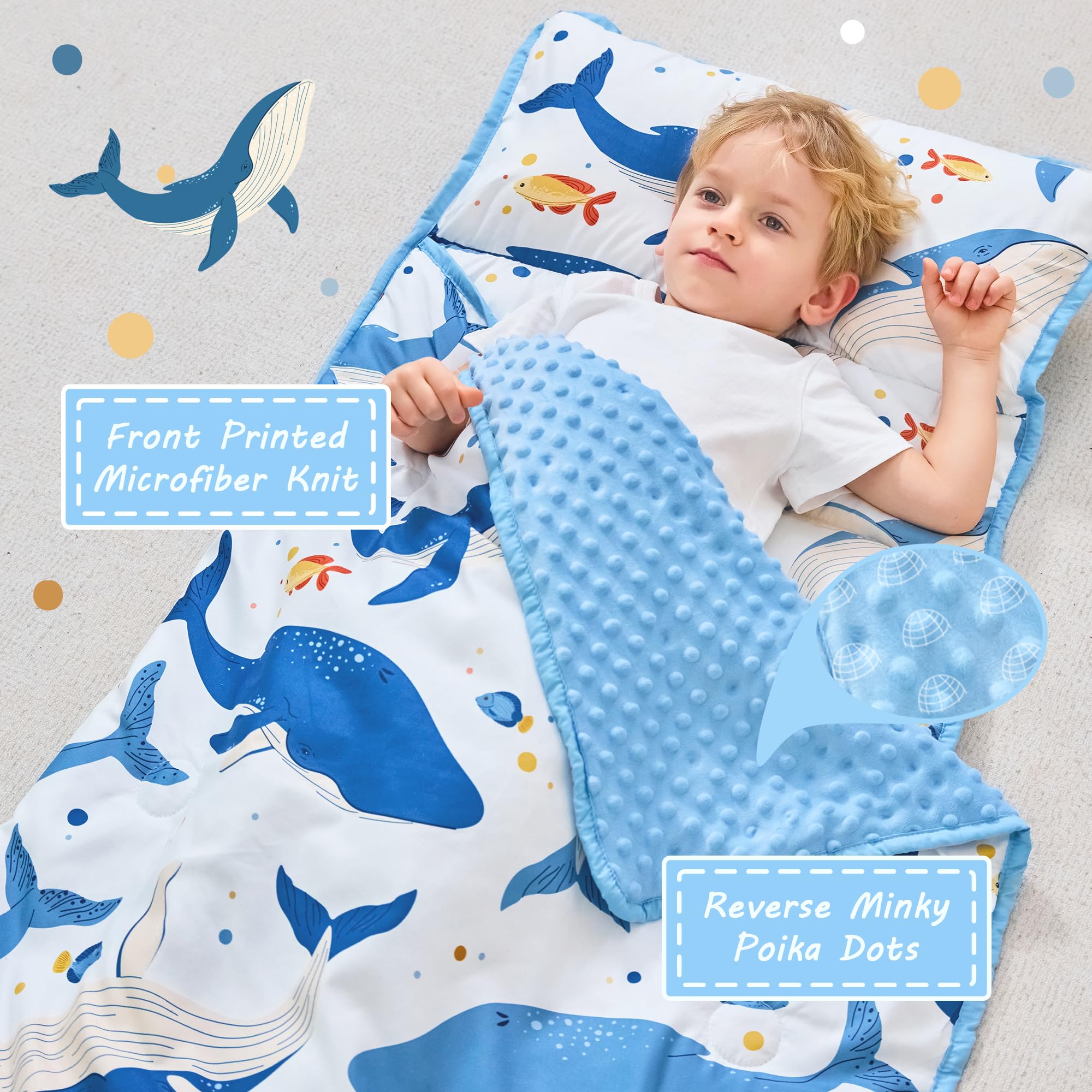 Lasoftan nap mat rolled design for easy travel and storage.