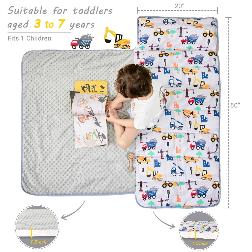 Lasoftan nap mat rolled design simplifies storage and packing for travel.