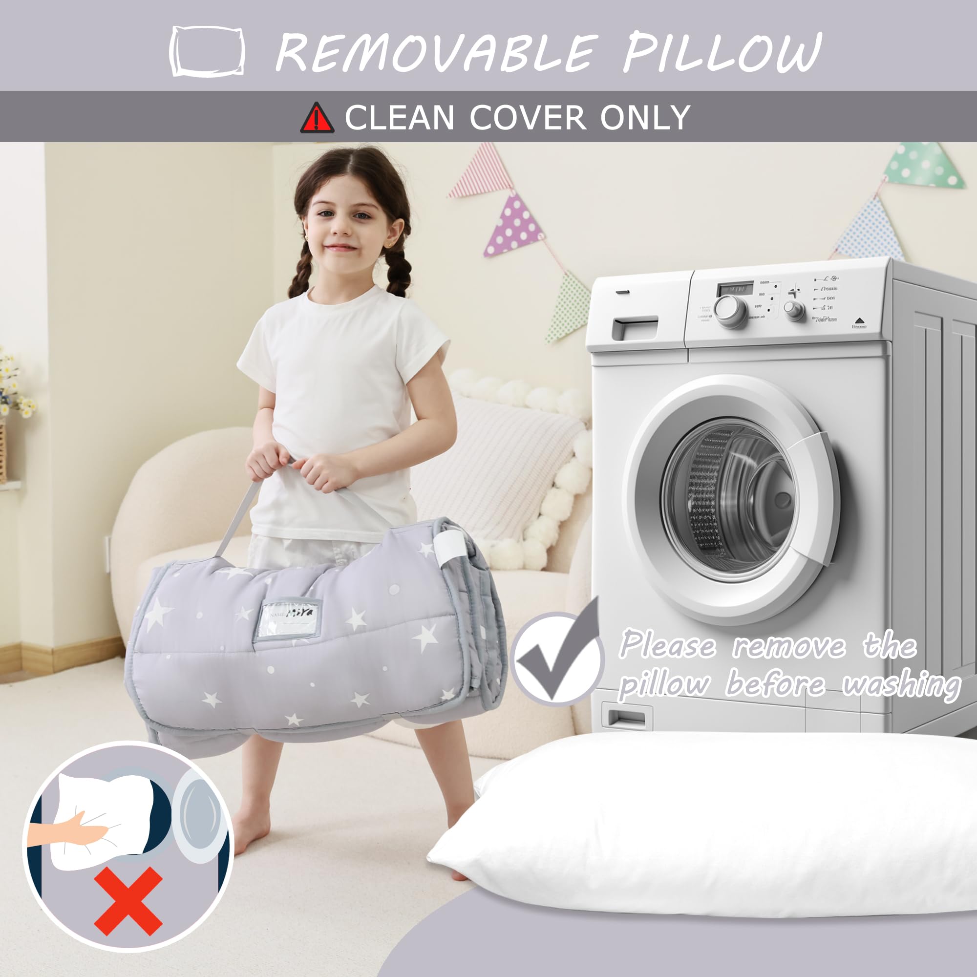 Lasoftan travel-friendly nap mat rolls up for compact storage.