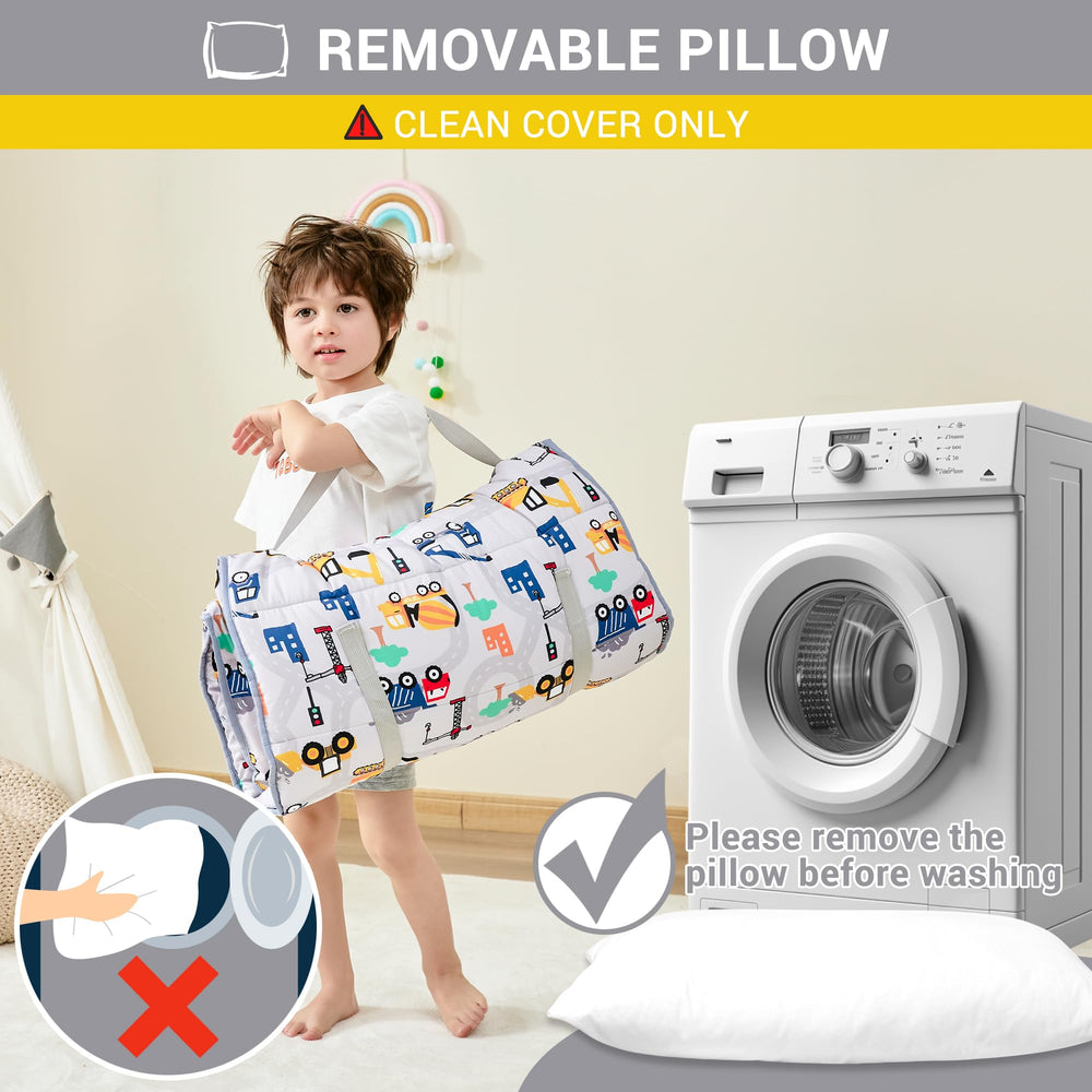 Lasoftan nap mat is machine washable for easy cleanup after adventures.
