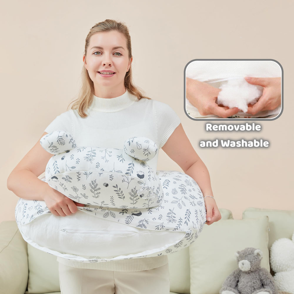 Lasoftan nursing pillow removable cover in machine wash demonstration.
