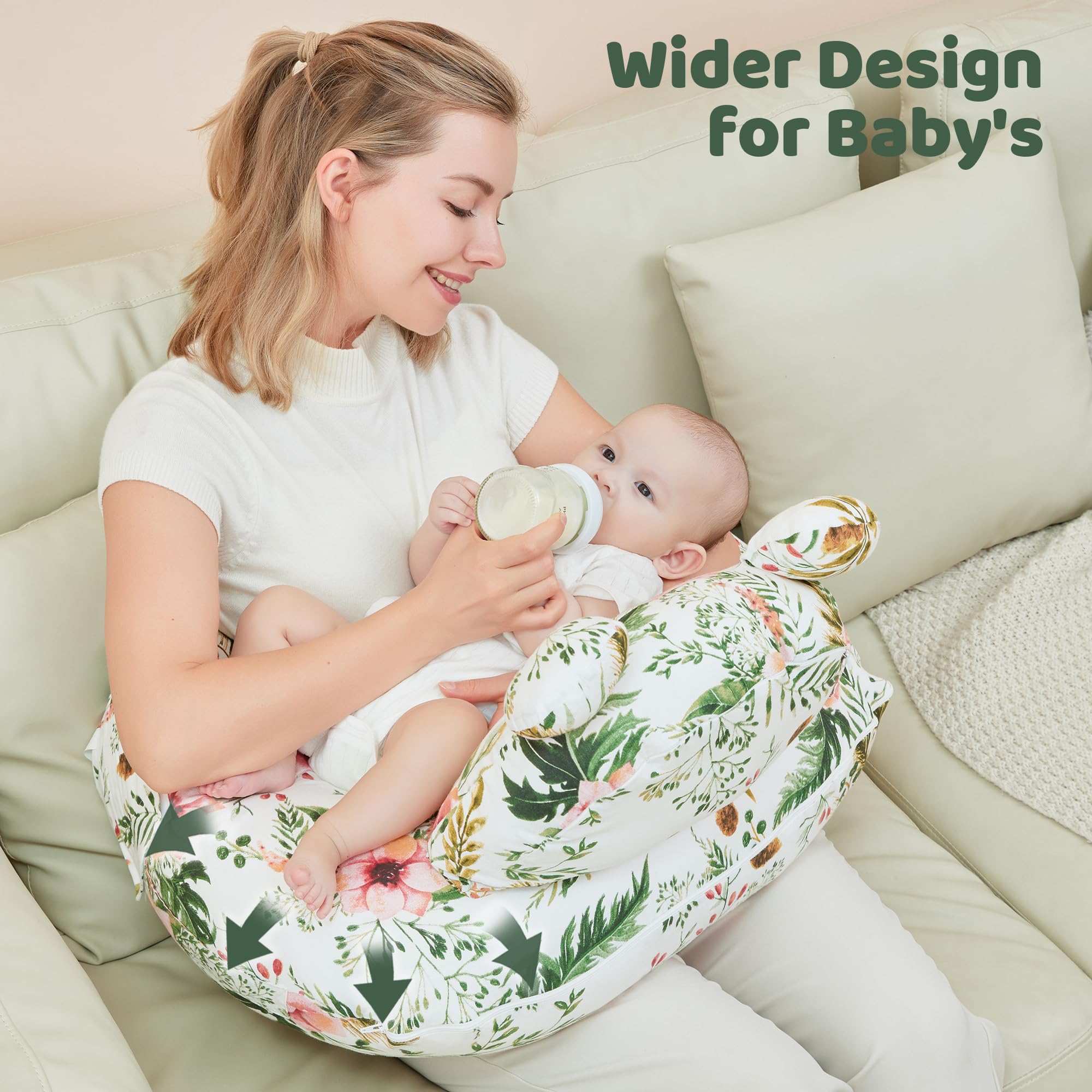 lasoftan nursing pillow with removable cotton cover for easy cleanup