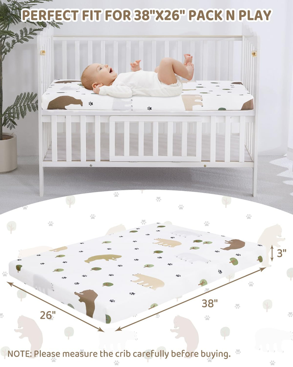 lasoftan Pack and Play Mattress breathable foam core stays cool and comfy