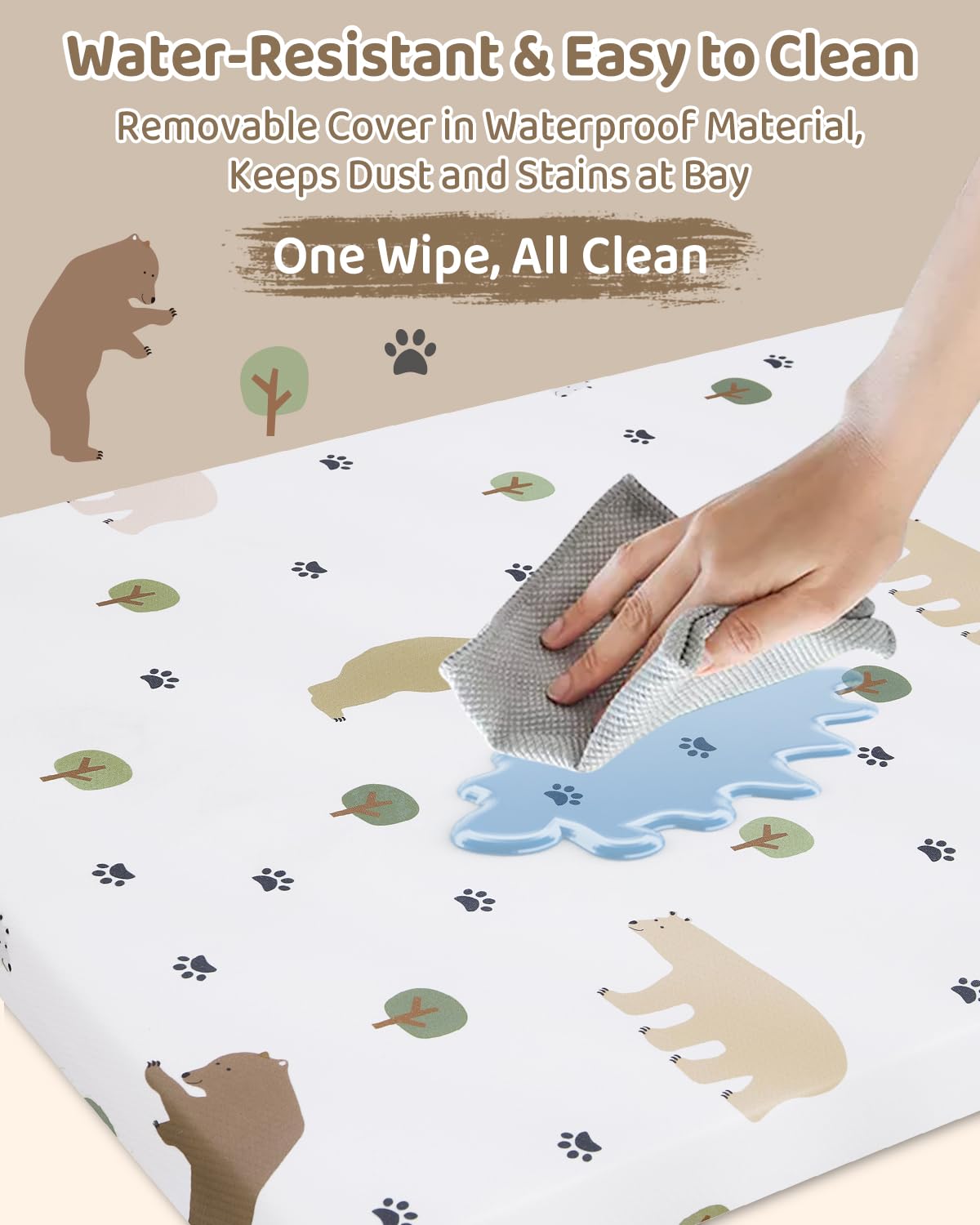 lasoftan Pack and Play Mattress dinosaur print design adds playful sleep time