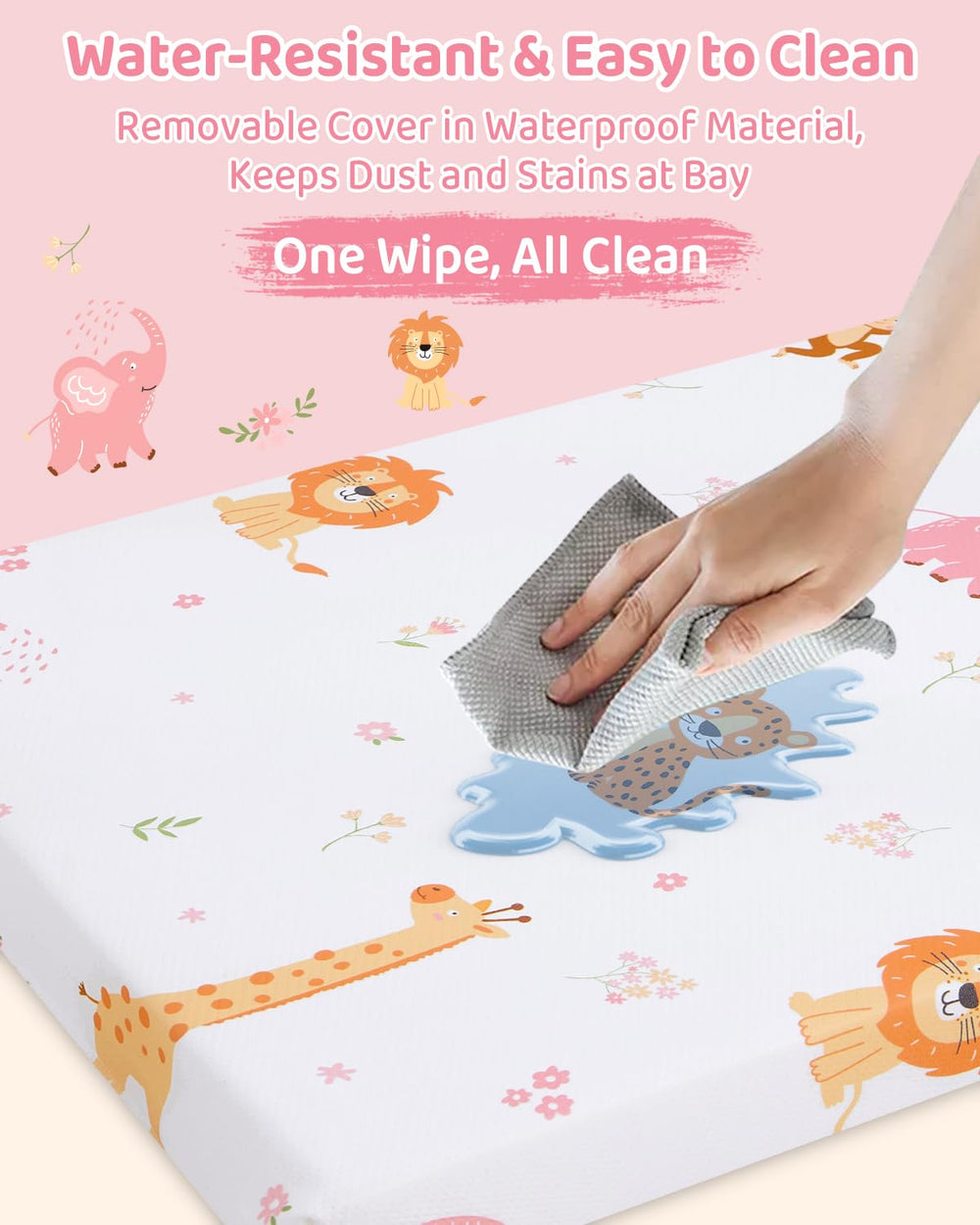 Lasoftan dinosaur prints add a playful look during rest.
