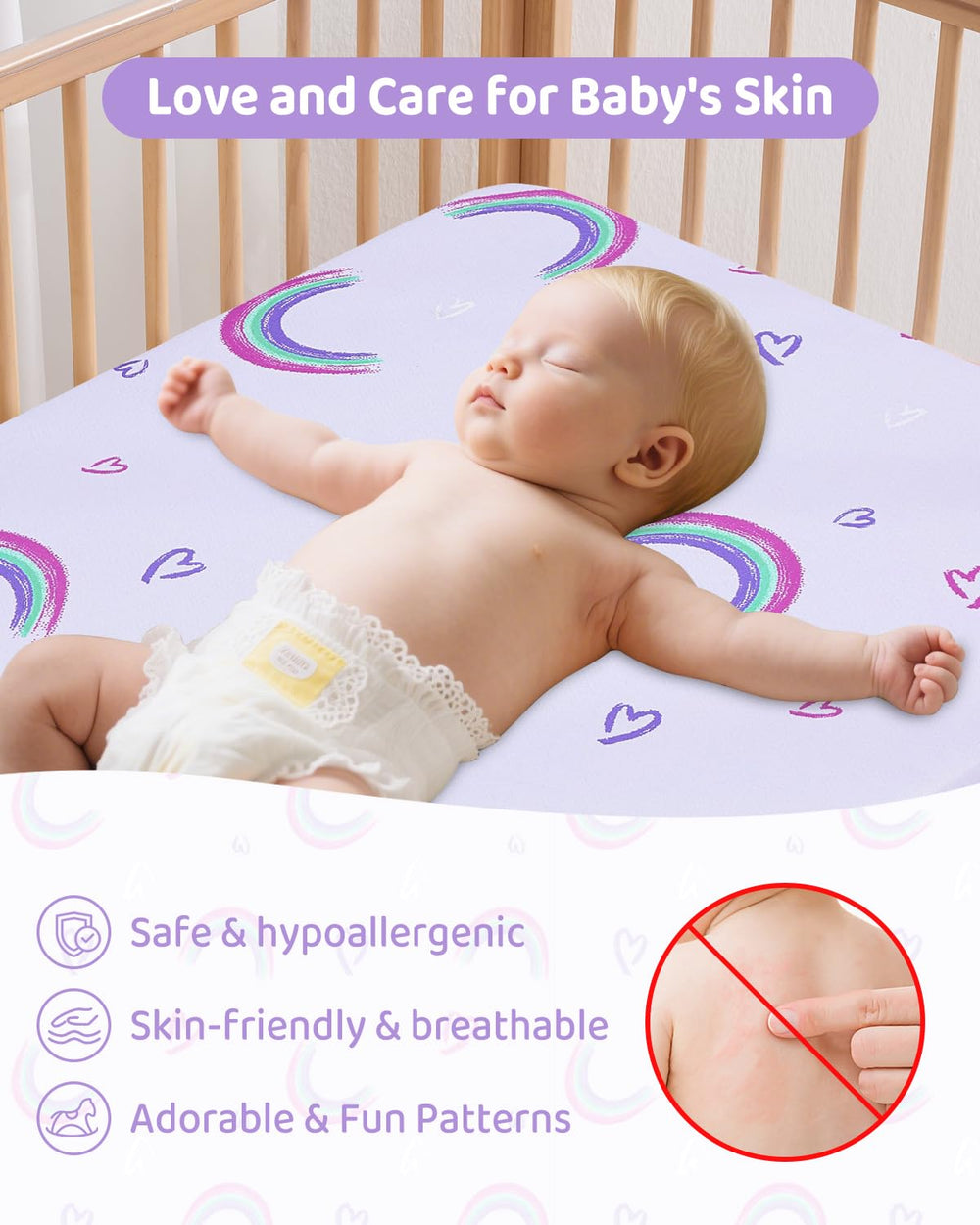 lasoftan Pack and Play Mattress machine-washable-cover simplifies cleanup.