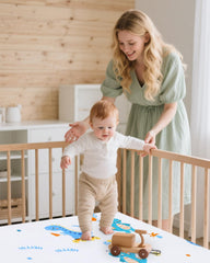 Lasoftan Pack N Play Mattress corner safety for gap-free sleeping area.