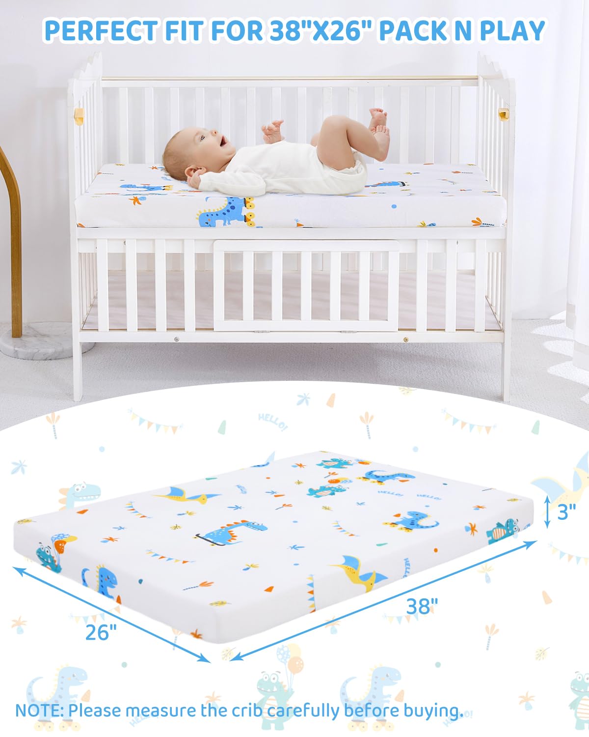 Lasoftan Pack N Play Mattress waterproof cover blocks spills.