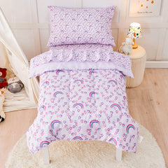 Lasoftan rainbow-printed toddler comforter adds cheerful warmth for bedtime.