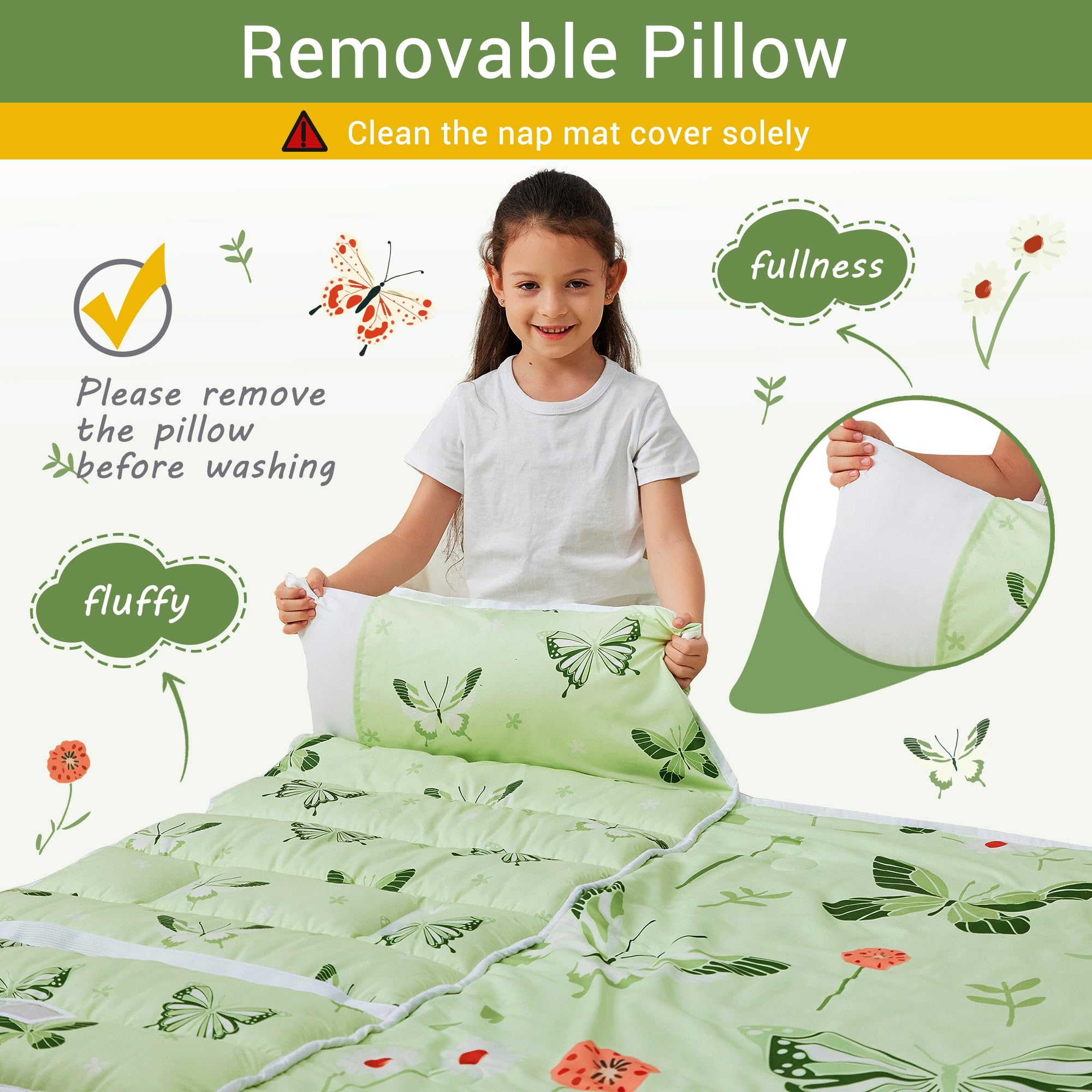 Lasoftan nap mat dimensions 50 by 21 inches for toddler comfort.