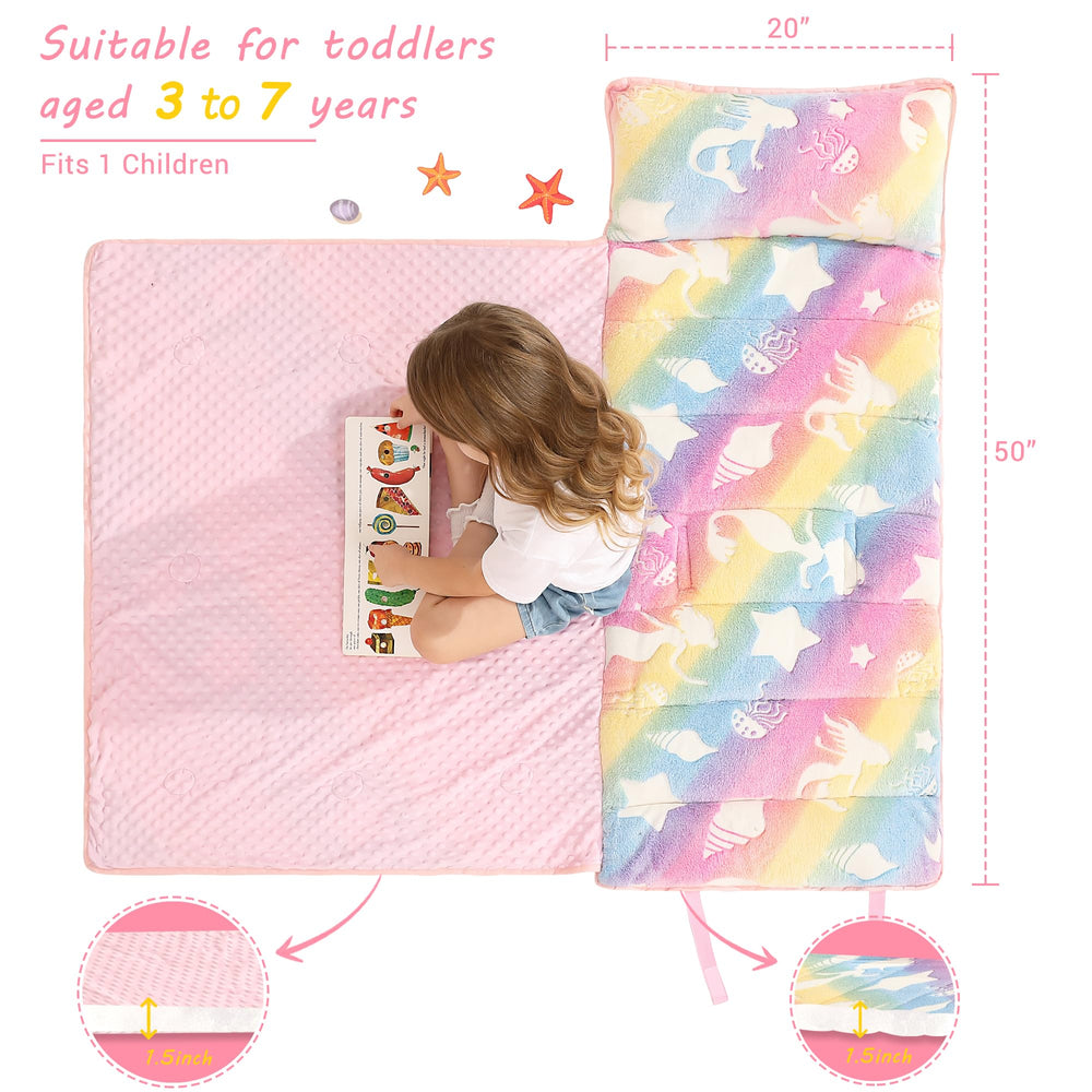 Lasoftan toddler nap mat 50x21 rolled demonstrates portable comfort