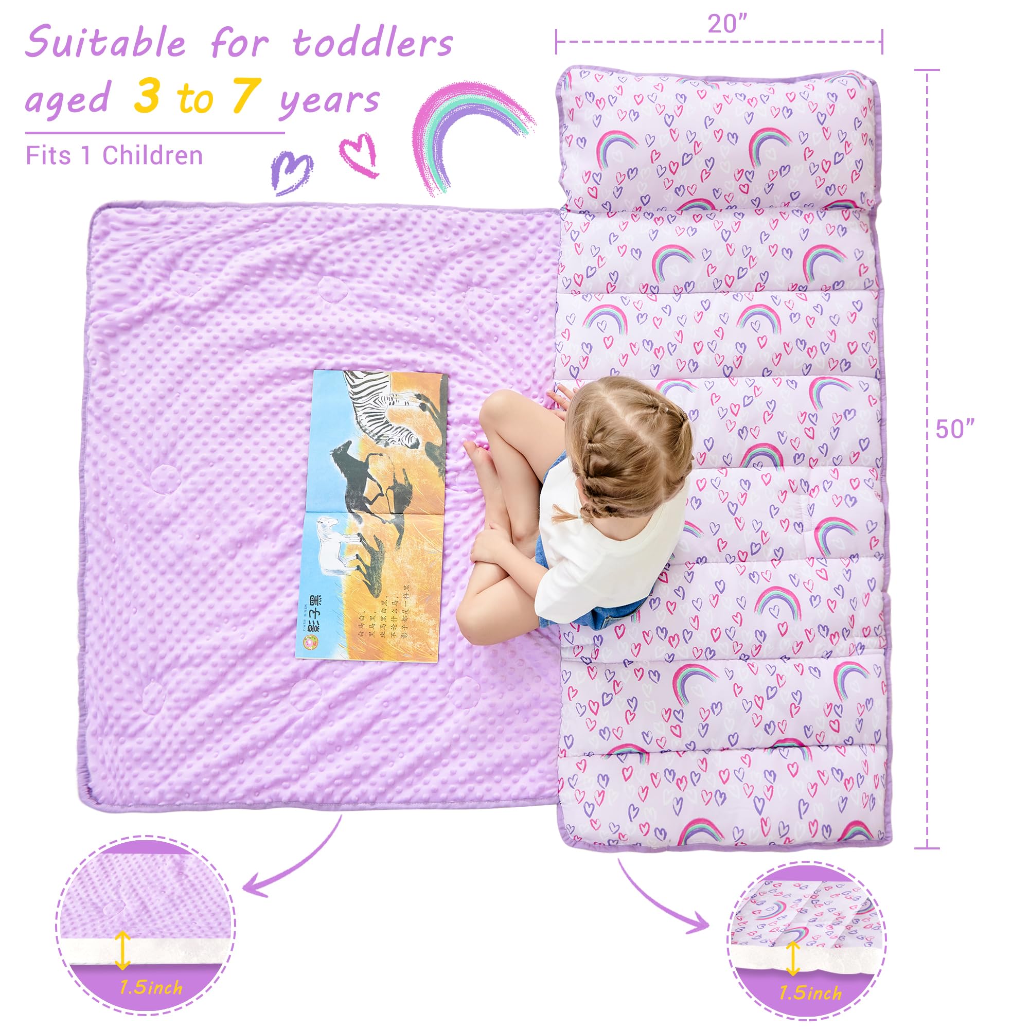 Lasoftan extra large nap mat 50x21x2 for growing toddlers.