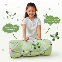 Lasoftan nap mat with pillow and blanket ready for rest.