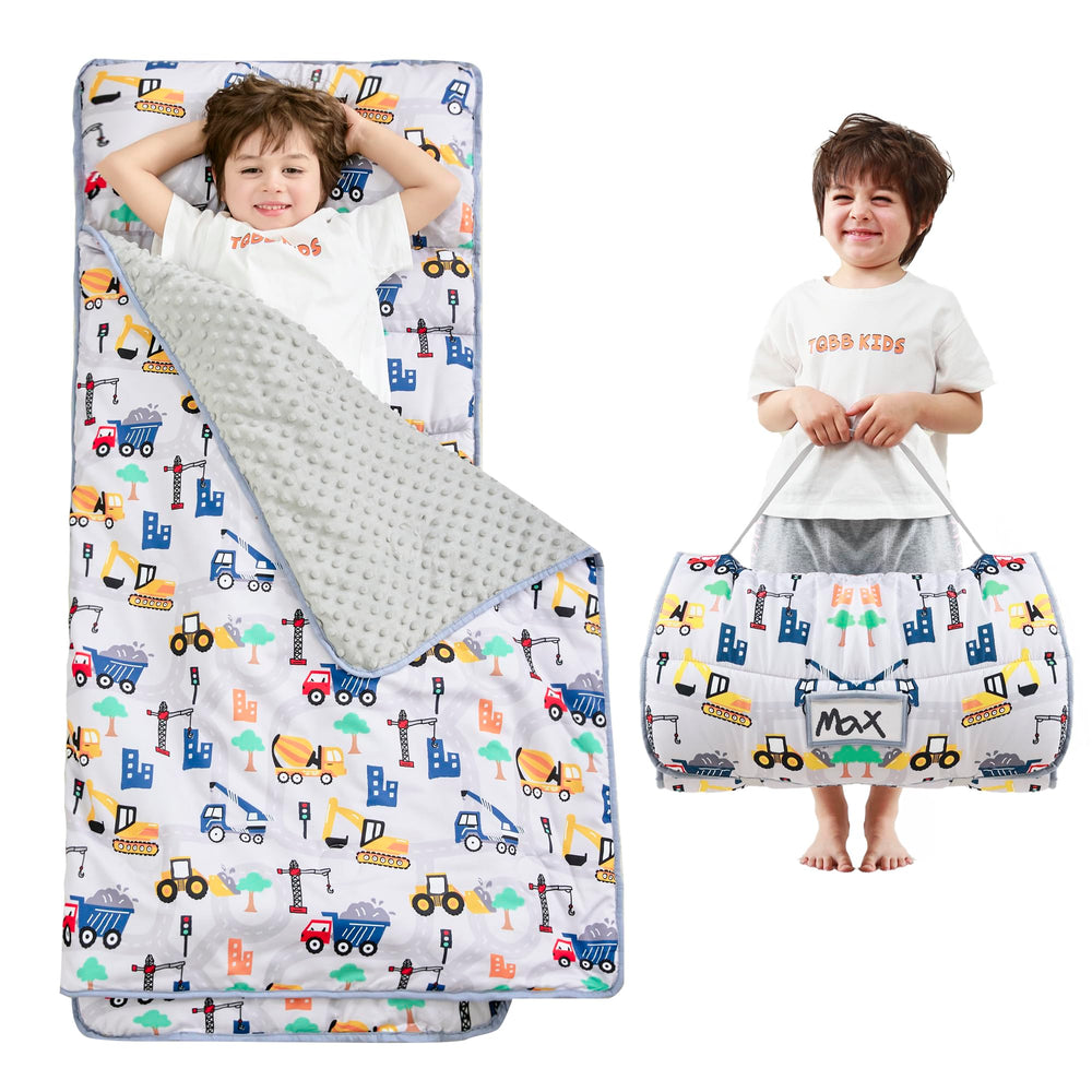 Lasoftan truck nap mat rolled for easy transport and on-the-go naps.