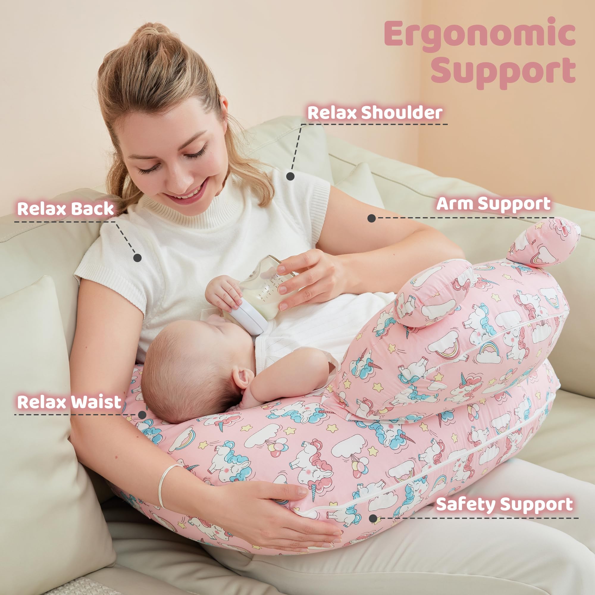 lasoftan Unicorn nursing pillow enables hands-free nursing sessions