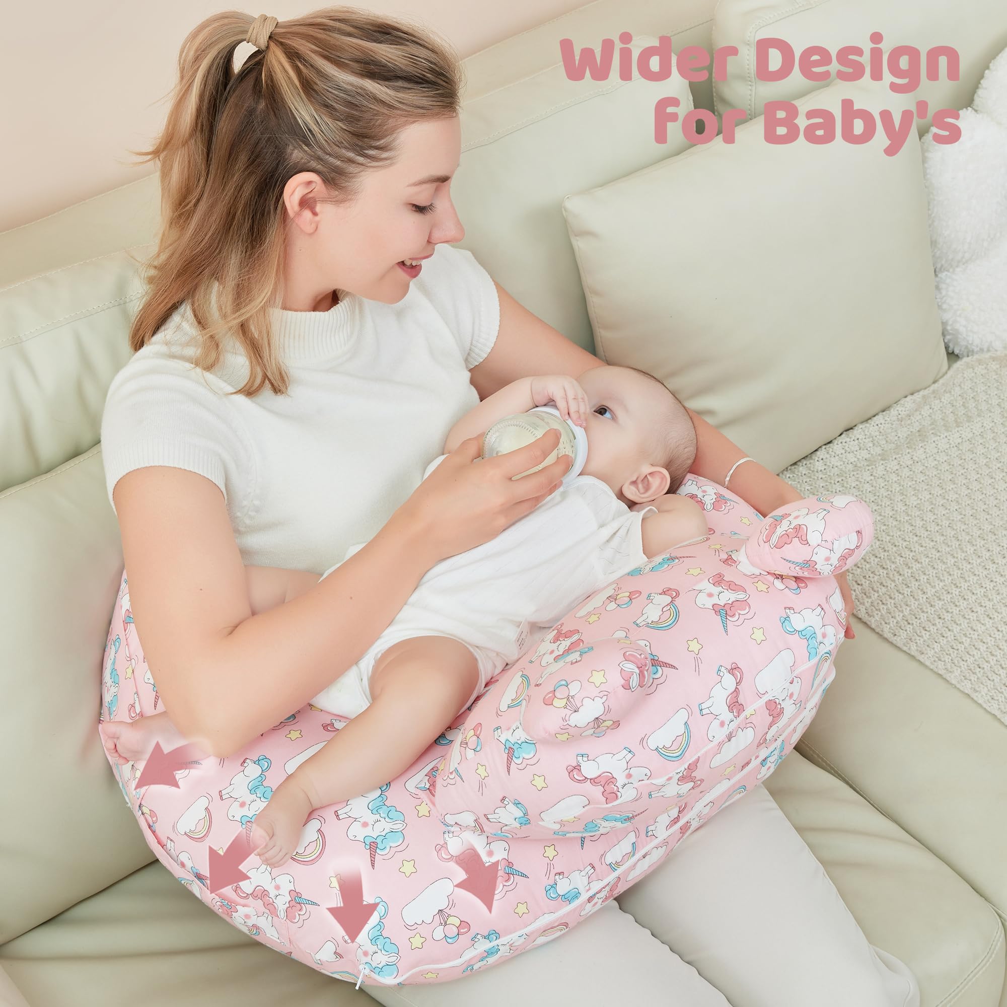 lasoftan Unicorn nursing pillow secure base maintains stability during feeds