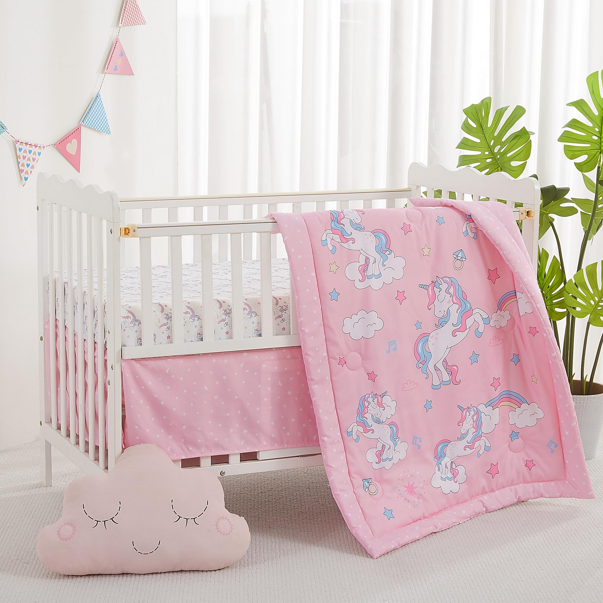 lasoftan White Unicorn stylish nursery look with coordinated bedding