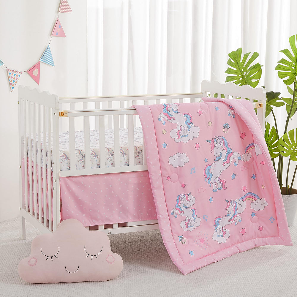 lasoftan White Unicorn stylish nursery look with coordinated bedding