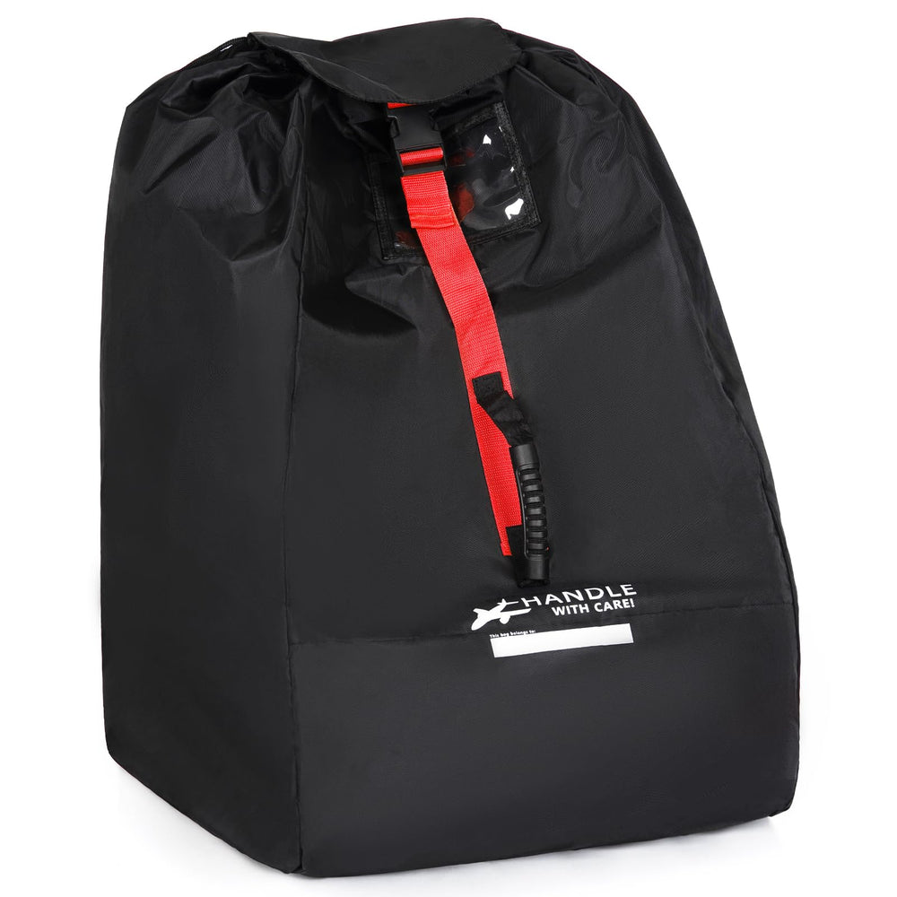 LASUK car seat travel bag folded for compact storage in a bag.