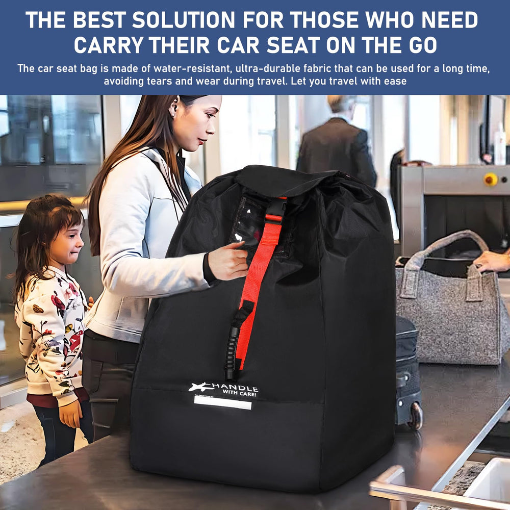 LASUK car seat travel bag close-up shows waterproof fabric.