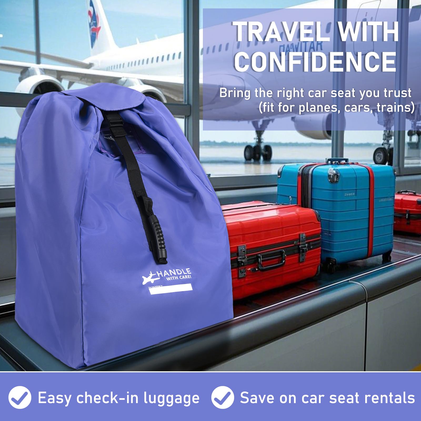 LASUK bag uses waterproof material to safeguard seats during travel.