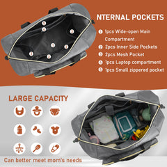 LASUK diaper bag tote changing pad and easy-to-clean surface.