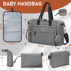LASUK diaper bag tote side pocket for quick-access items on the go.