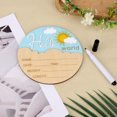 Lasuroa natural wood baby sign showcasing warm grain and smooth finish