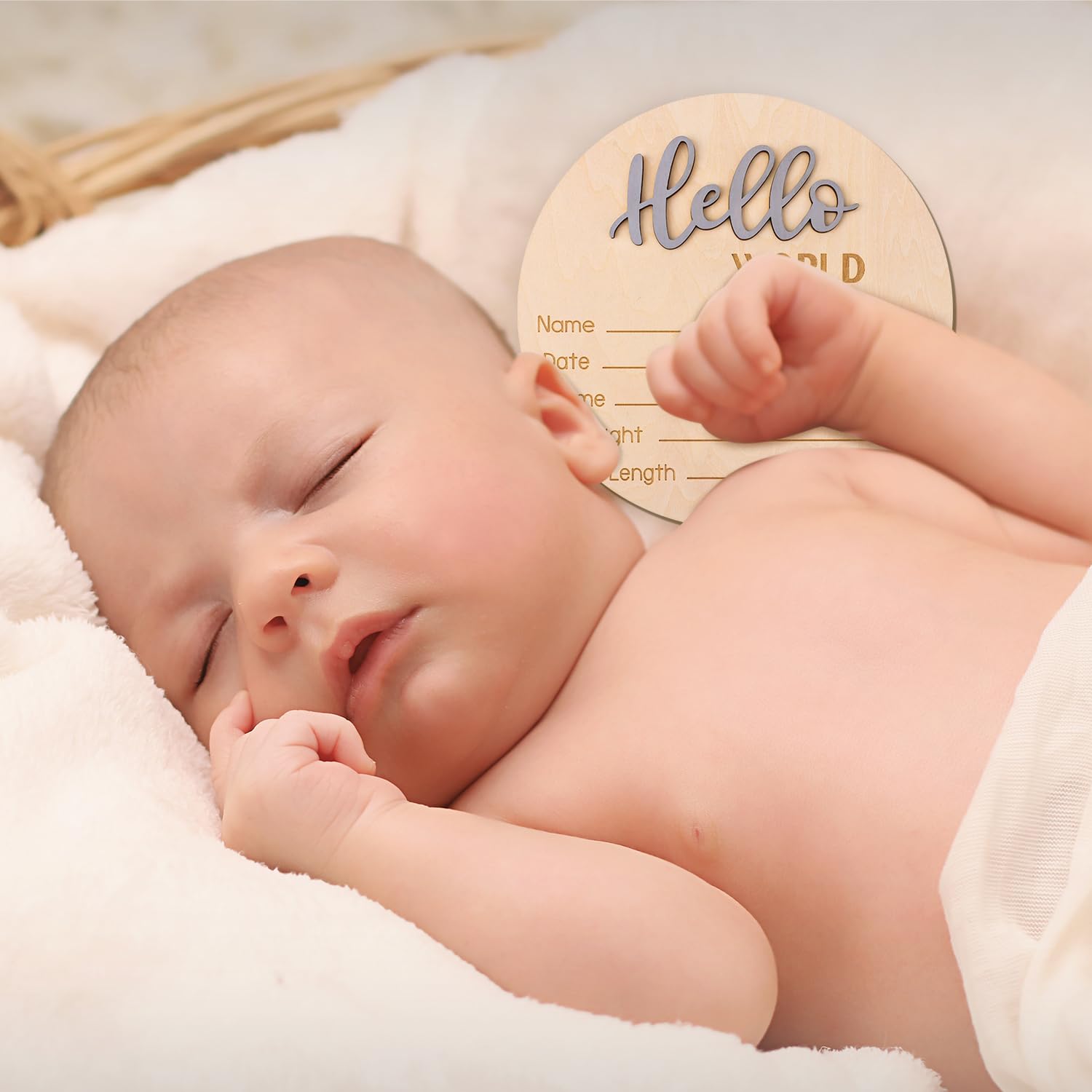 lasuroa baby announcement sign doubles as a newborn photo prop.