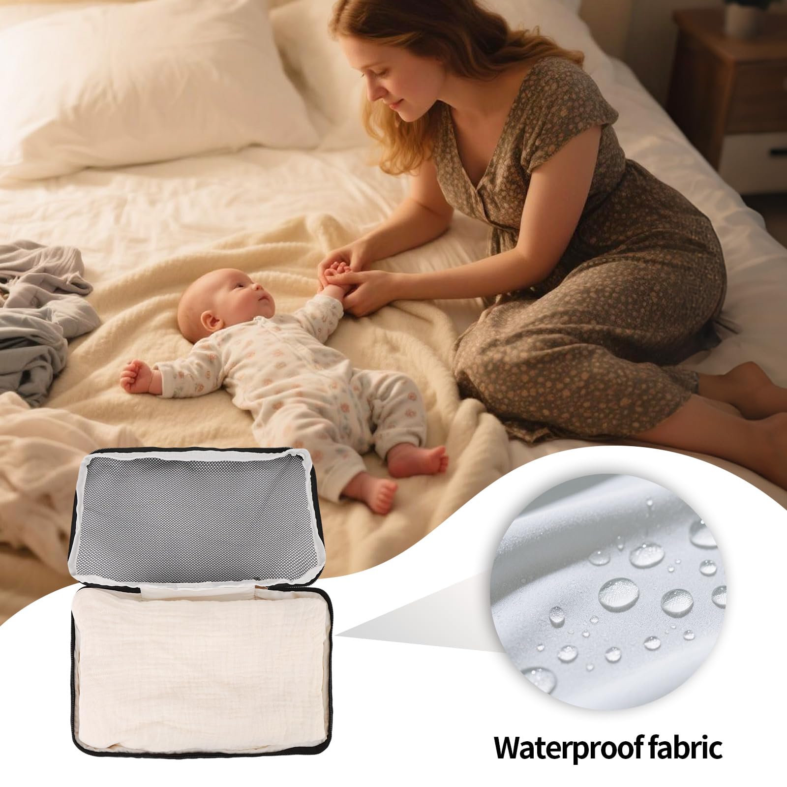 Lasuroa durable polyester diaper pouch protects contents from spills.